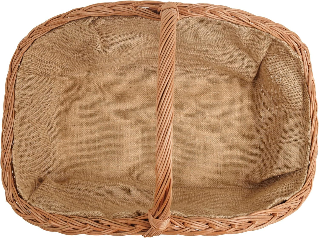 BOGATECO Weidenkorb mit Henkel, rechteckig | Kaminkorb 60x40x28 | Handgewebt, massiv | Holzkorb mit