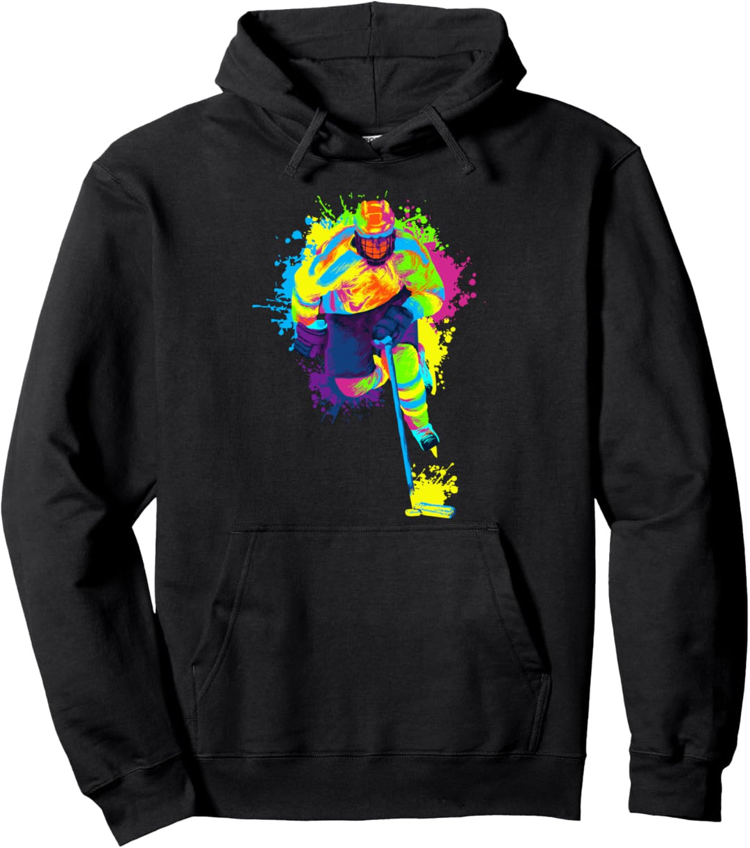 Splash Art Eishockeyspieler Geschenk Eishockey Pullover Hoodie