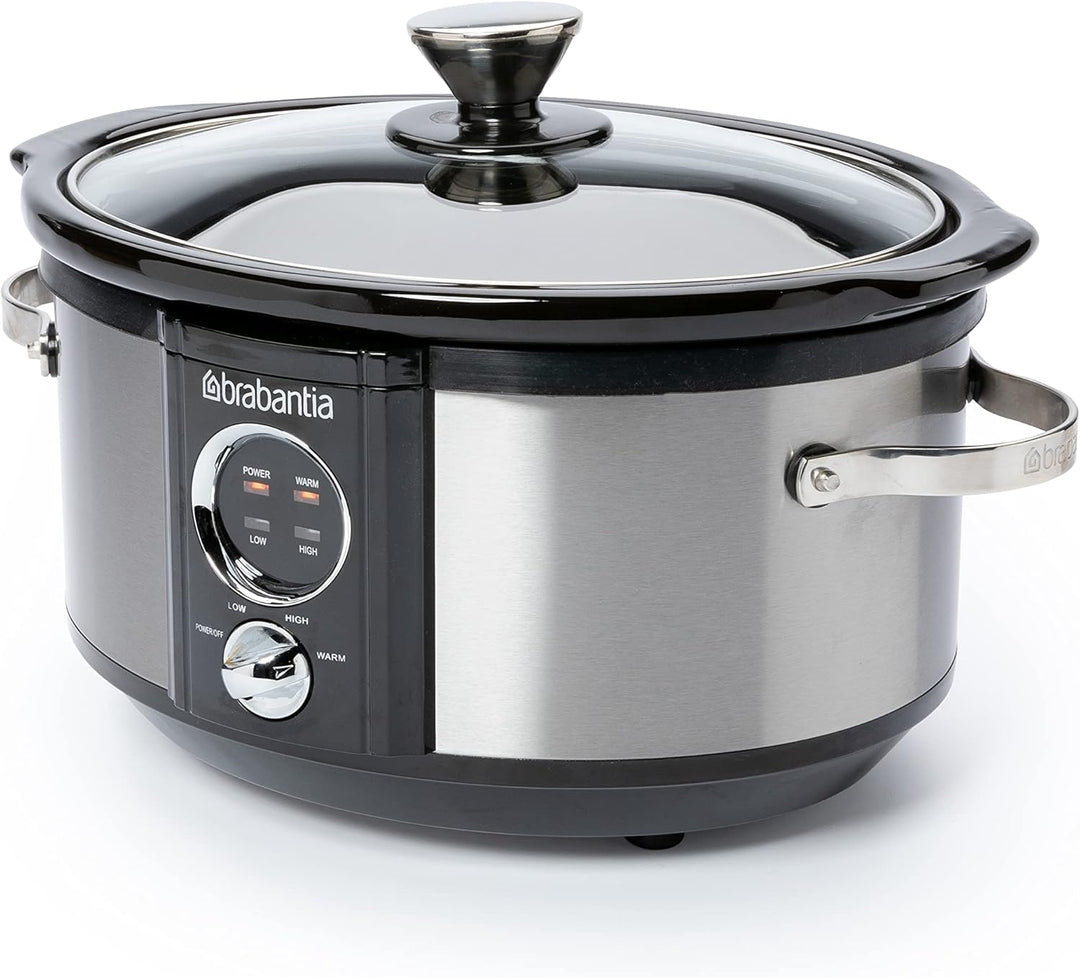 Brabantia Slow Cooker, Antihaftbeschichtung, drei verschiedene Heizstufen, Kontrollleuchte, abnehmba