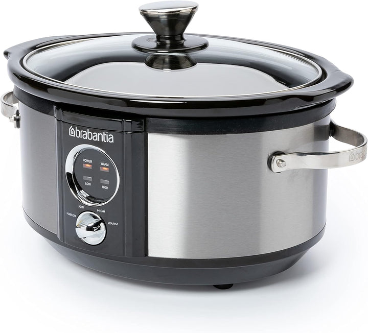 Brabantia Slow Cooker, Antihaftbeschichtung, drei verschiedene Heizstufen, Kontrollleuchte, abnehmba