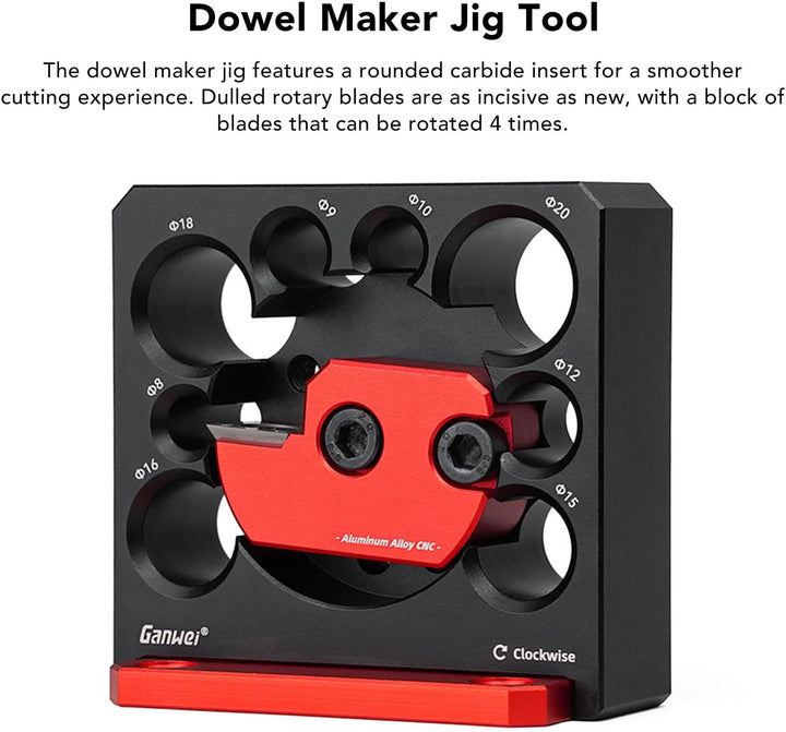 Dübelmacher-Vorrichtungssatz, Verstellbares Rundstab-Hilfswerkzeug, 8-Loch-Elektrobohrer, Fräsen, Al