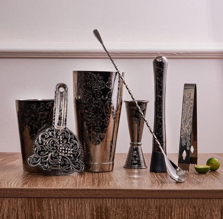 SKYFISH Cocktail Shaker Set - Ätzen Cocktail Shaker Kit in Geschenkbox 7, Cocktail Shaker Set 7-teil
