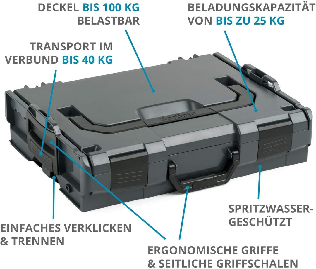 Bosch Sortimo L-Boxx 102 in Anthrazit Werkzeugkoffer Set | Innovatives Transportsystem | Bosch Werkz
