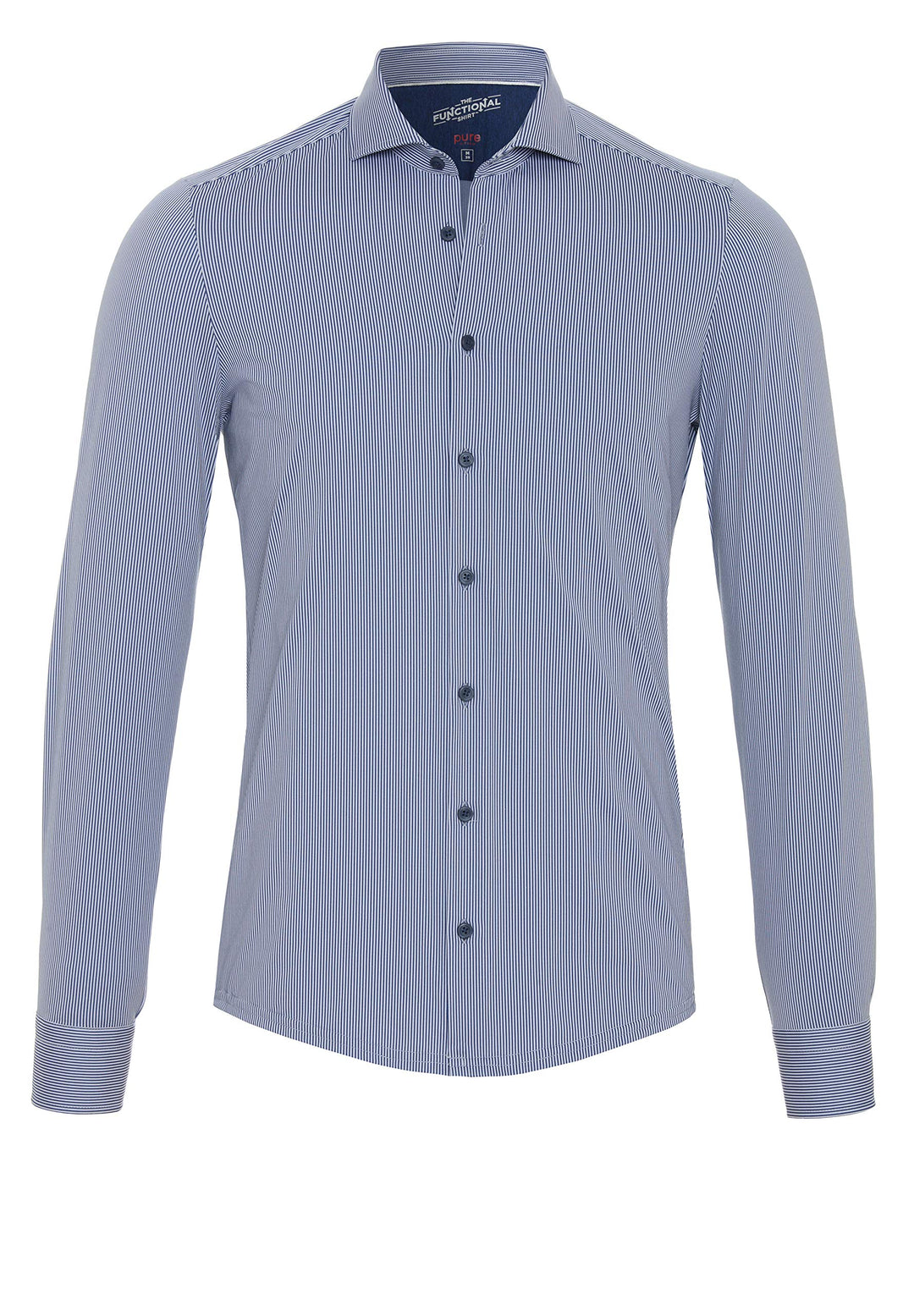 Pure Slim Fit Functional Hemd Langarm Streifen türkis 39 Streifen Mittelblau, 39 Streifen Mittelblau