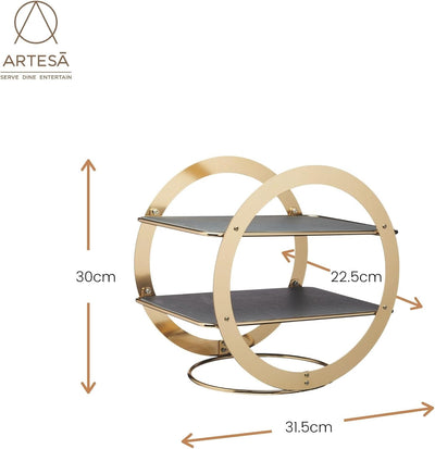 Artesà ringförmige Etagere, Messing Finish, 31.5x22.5x30cm, Geschenkbox Präsentationsständer mit 2 E