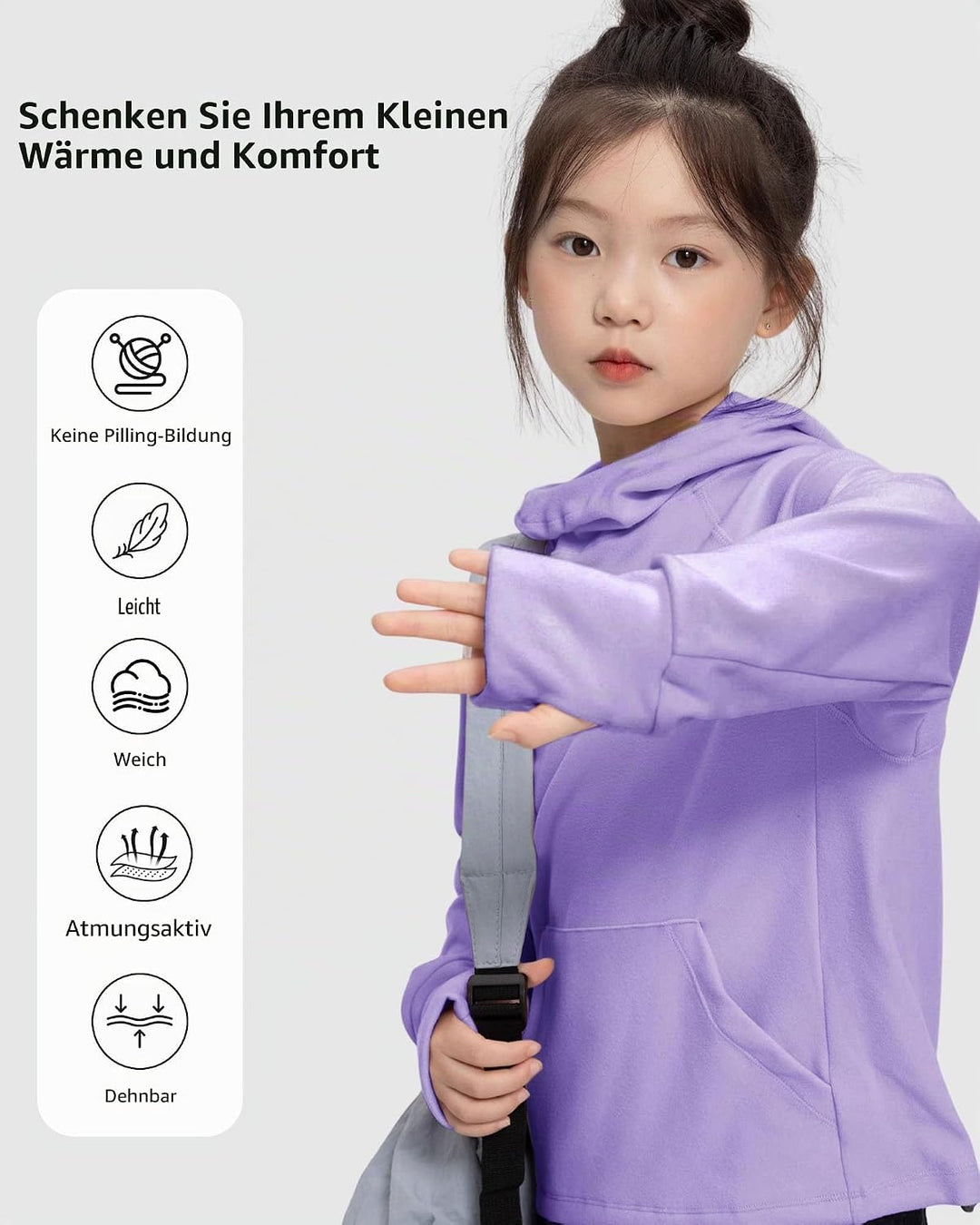 Rolanko Mädchen Hoodies Fleece Sweatshirts Langarm Gemütlicher Leichter Kapuzenpullover Oberteile mi
