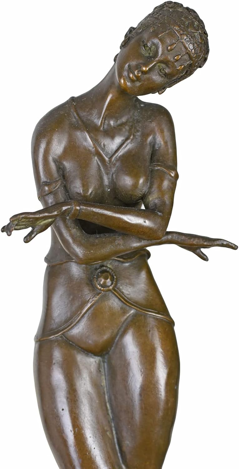 Bronzefigur Art Deco Skulptur Frauenfigur Bronze Frau auf Marmorsockel 50cm Pax012 Palazzo Exklusiv