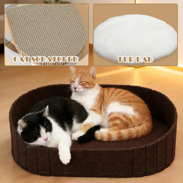 LUPATDY Katzenbett, Filz Katzenkorb Indoor, Grosses Katzensofa 60 x33.5 cm, Hundebett aus Filz, Kusc