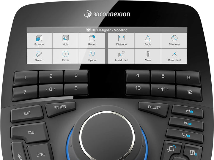 3Dconnexion SpaceMouse Enterprise (3D-Maus, kabelgebunden, LCD-Display, schwarz)