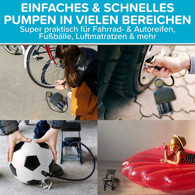 Fusspumpe mit Doppelzylinder und Manometer Test SEHR GUT - Fusspumpe für alle Ventile (Fahrradpumpe,