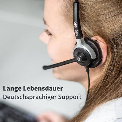 GEQUDIO Headset mit 2,5mm Klinke kompatibel mit Gigaset, Panasonic DECT Schnurlostelefon - Kopfhörer