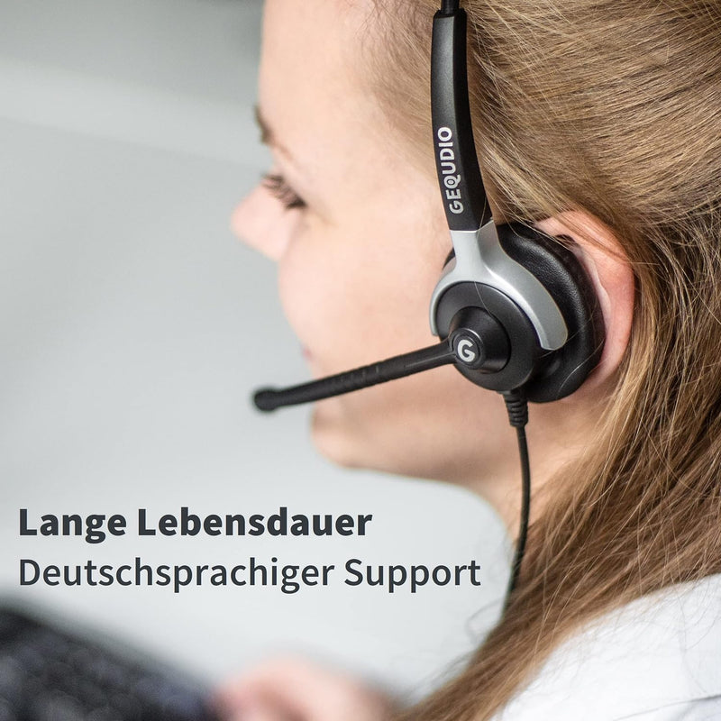 GEQUDIO Headset mit 2,5mm Klinke kompatibel mit Gigaset, Panasonic DECT Schnurlostelefon - Kopfhörer