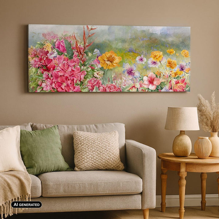 Wandbilder Dekoration Wohnzimmer blume sommer natur Panorama Bilder auf Leinwand 120x50cm Leinwandbi
