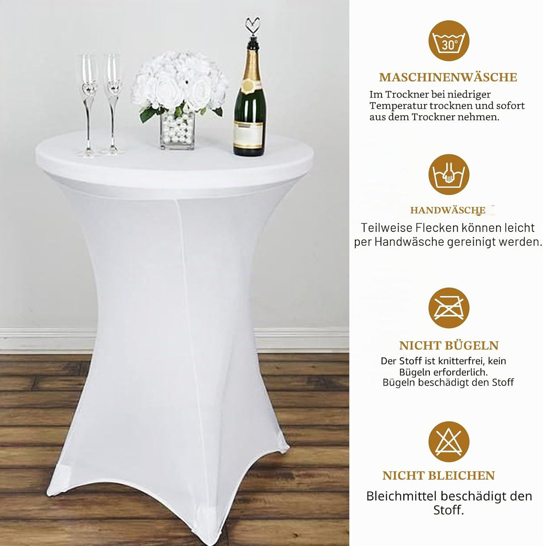 Showgeous 3er-Set Stretch Stehtisch Husse für Bistrotisch Ø 60-65 cm,Hussen Stehtische Weiss 60 cm,V