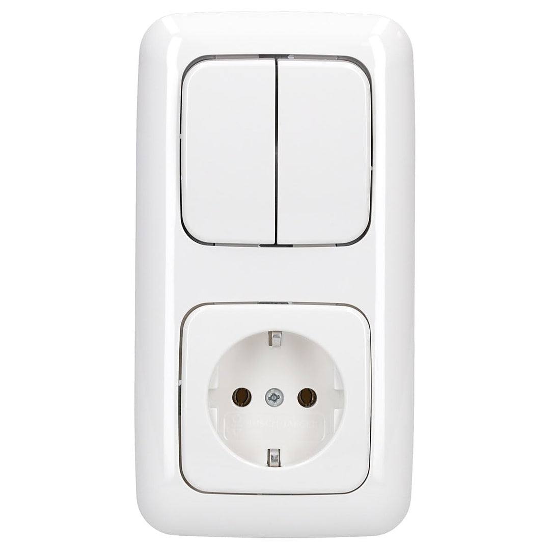 Busch- Jaeger Reflex SI Komplett-Sets - Alpinweiss (1x Steckdose, 1x Serienschalter, 1x 2f Rahmen, 1