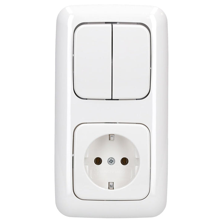 Busch- Jaeger Reflex SI Komplett-Sets - Alpinweiss (1x Steckdose, 1x Serienschalter, 1x 2f Rahmen, 1