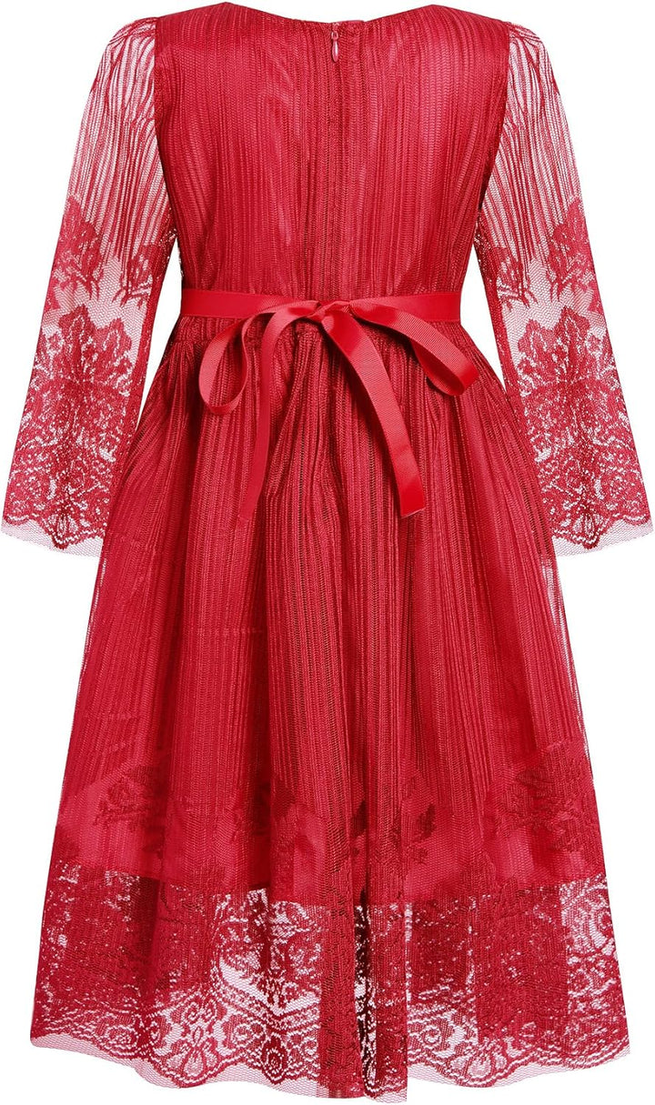 BONNY BILLY Mädchen Kleider Vintage Spitze Tüll Festlich Hochzeit Lang Abendkleid Ballkleid Partykle