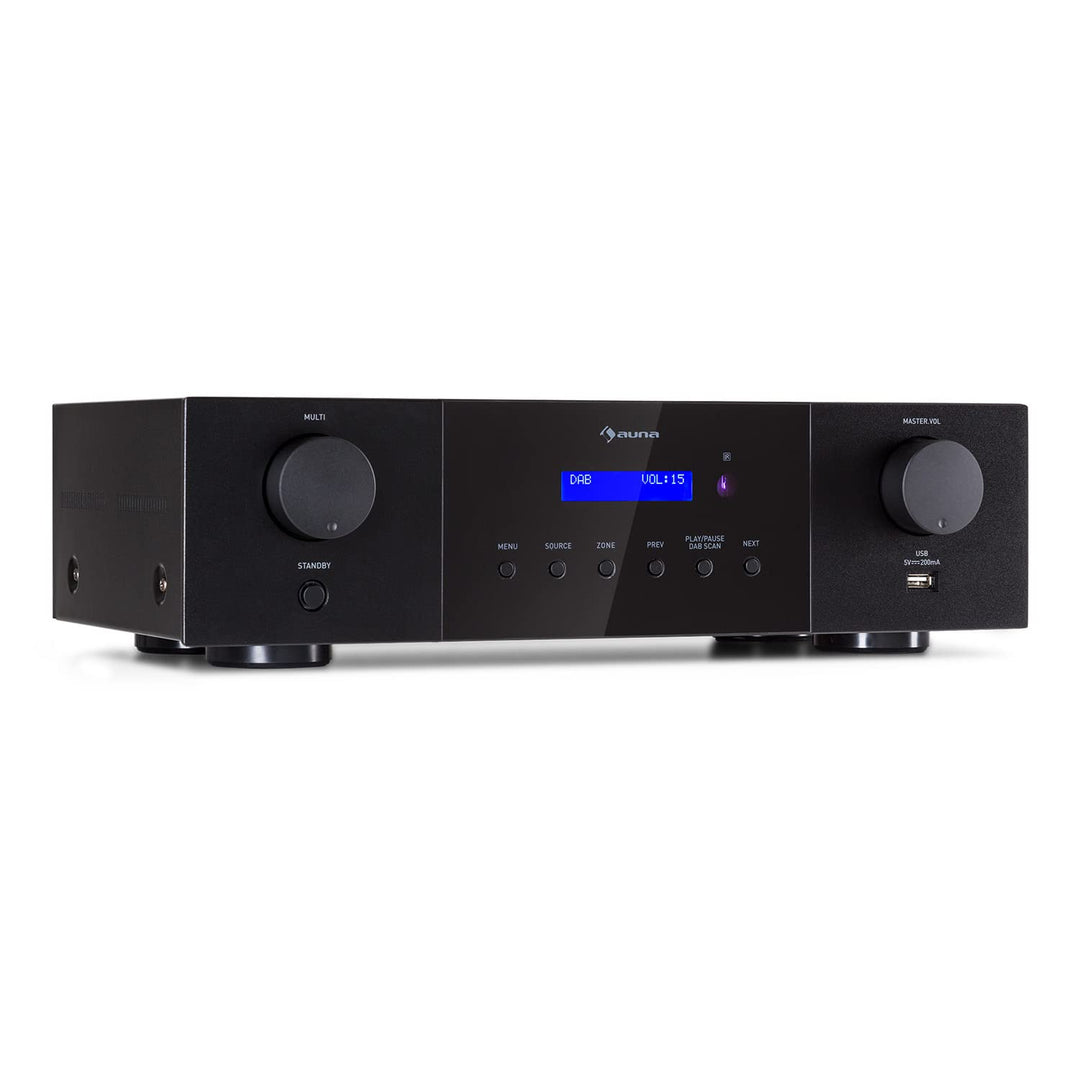 Auna AMP-4000 DAB HiFi-Stereo-Verstärker, DAB+-Radio, USB Fernbedienung, Amplifier mit LED-Display,