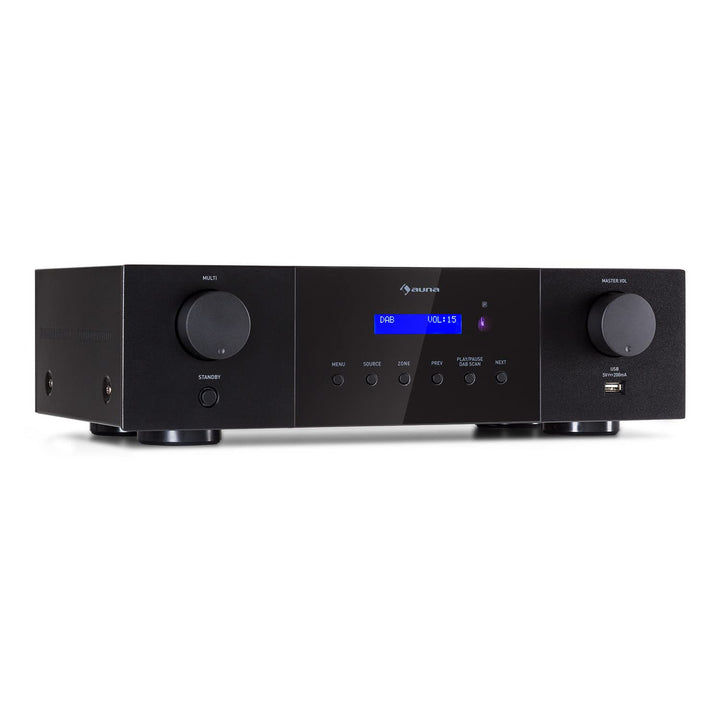 Auna AMP-4000 DAB HiFi-Stereo-Verstärker, DAB+-Radio, USB Fernbedienung, Amplifier mit LED-Display,