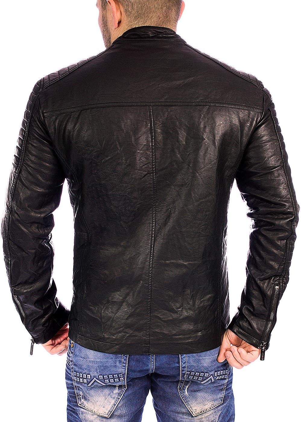 Herren PU Lederjacke XXL, Schwarz
