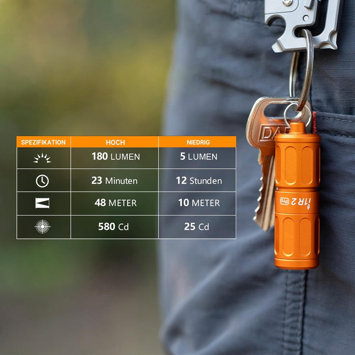 OLIGHT I1R II Pro EOS Mini LED Taschenlampe 180 Lumen Superhelle USB-Aufladbare Handlampe Schlüsselb