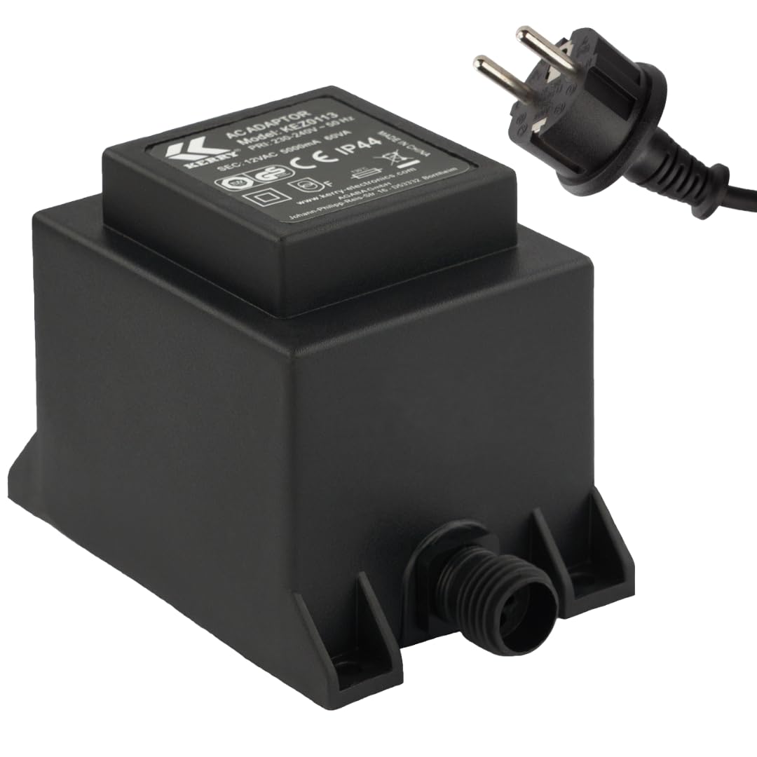 KERRY ELECTRONICS 12V Trafo 60VA/W, AC/AC Wechselstrom, für den Aussenbereich IP44 u.a. für LED-Bele