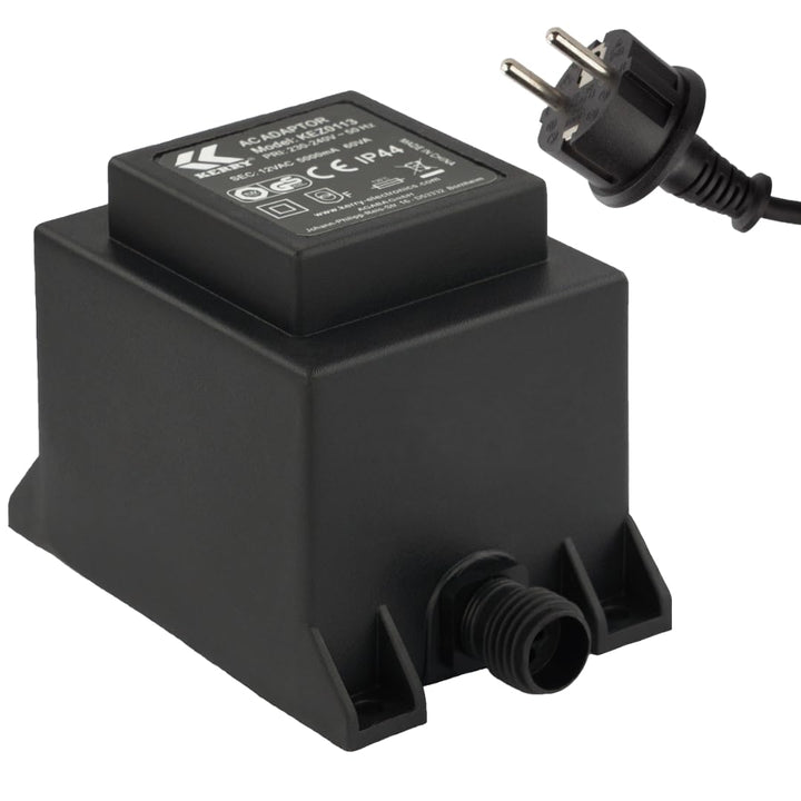 KERRY ELECTRONICS 12V Trafo 60VA/W, AC/AC Wechselstrom, für den Aussenbereich IP44 u.a. für LED-Bele