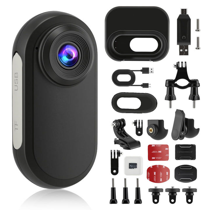 1080P Mini Körperkamera mit Akku-Case & 128GB – Daumengrosse Action Cam für Hände-frei Aufnahme, Fah
