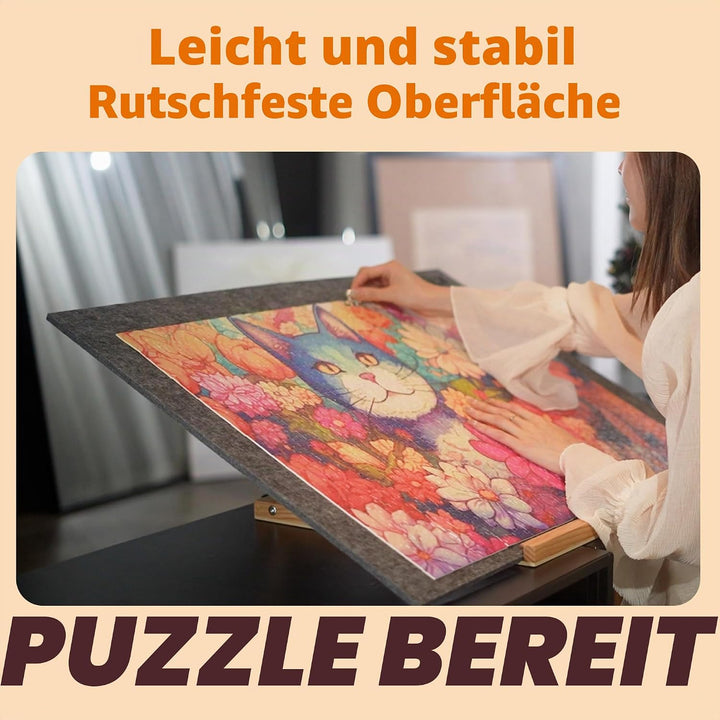 TELY Klappbare Puzzlematte aus Filz für bis zu 1000 Puzzleteile, faltbar zur einfachen Aufbewahrung,
