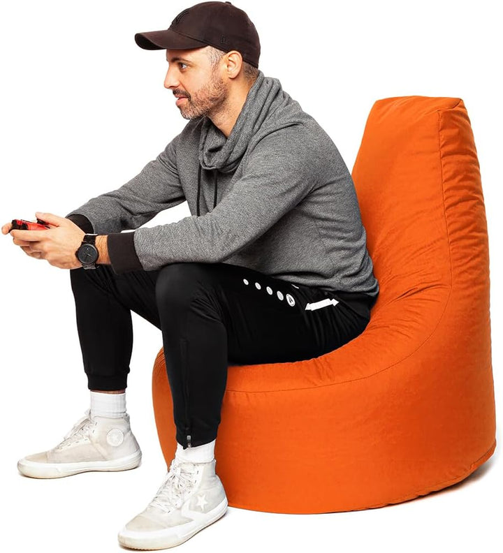 PATCH HOME Gamer Sessel Sitzsack inkl. Würfel Bean Bag Set Ø80cm, 30cm Sitzhöhe, 90cm Höhe + 35x35cm