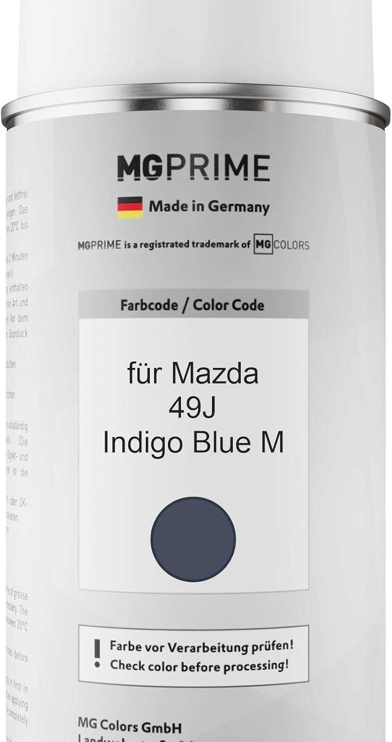 MG PRIME Autolack Sprühdosen Set für Mazda 49J Indigo Blue M Basislack Klarlack Spraydose 400ml