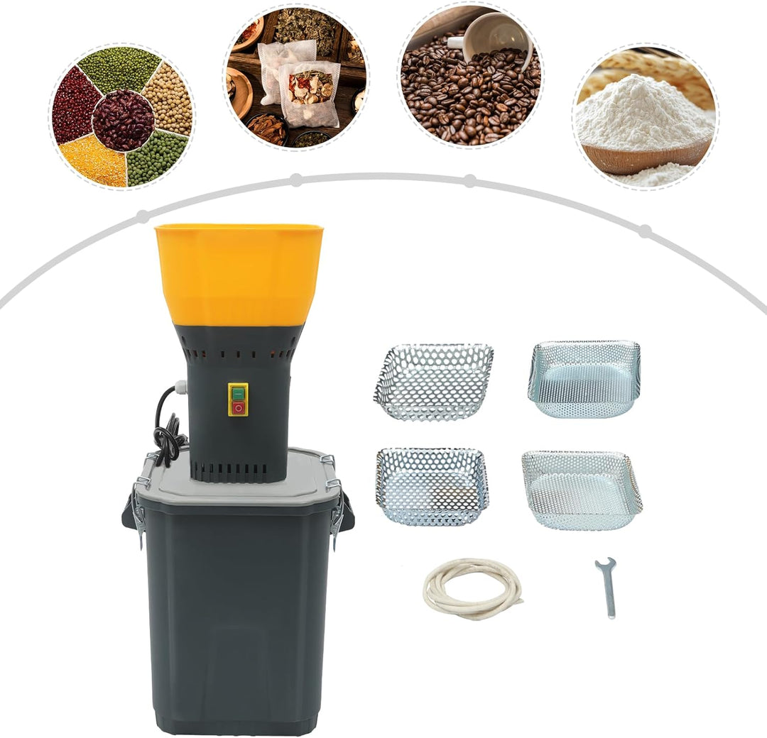 Getreidemühle Elektrisch, 30L Professionelle Schrotmühle Kornmühle mit 5 Siebe für alle Arten von Ge