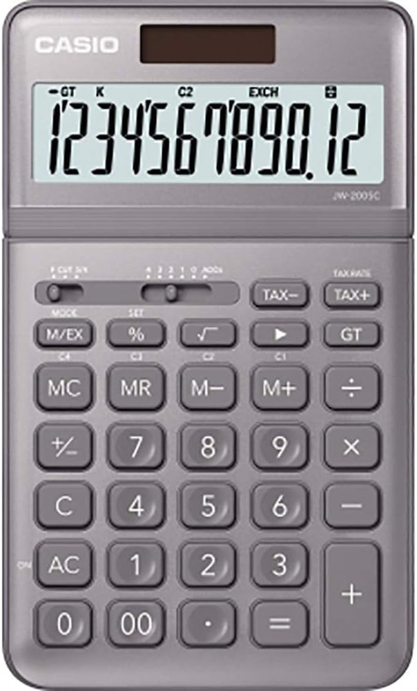 CASIO Tischrechner JW-200SC, 12-stellig, in stylischen Farben, Steuerberechnung, Solar-/Batteriebetr