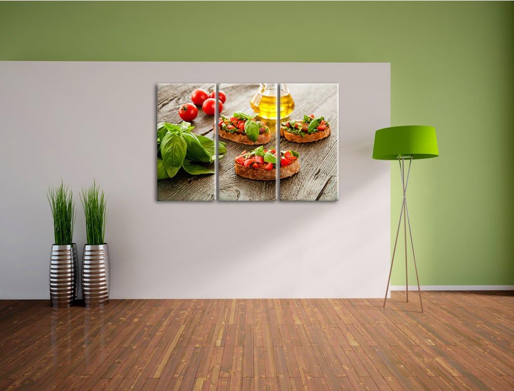 Italenische Bruchetta als 3-Teiler Leinwandbild 120x80 Bild auf Leinwand, XXL riesige Bilder fertig