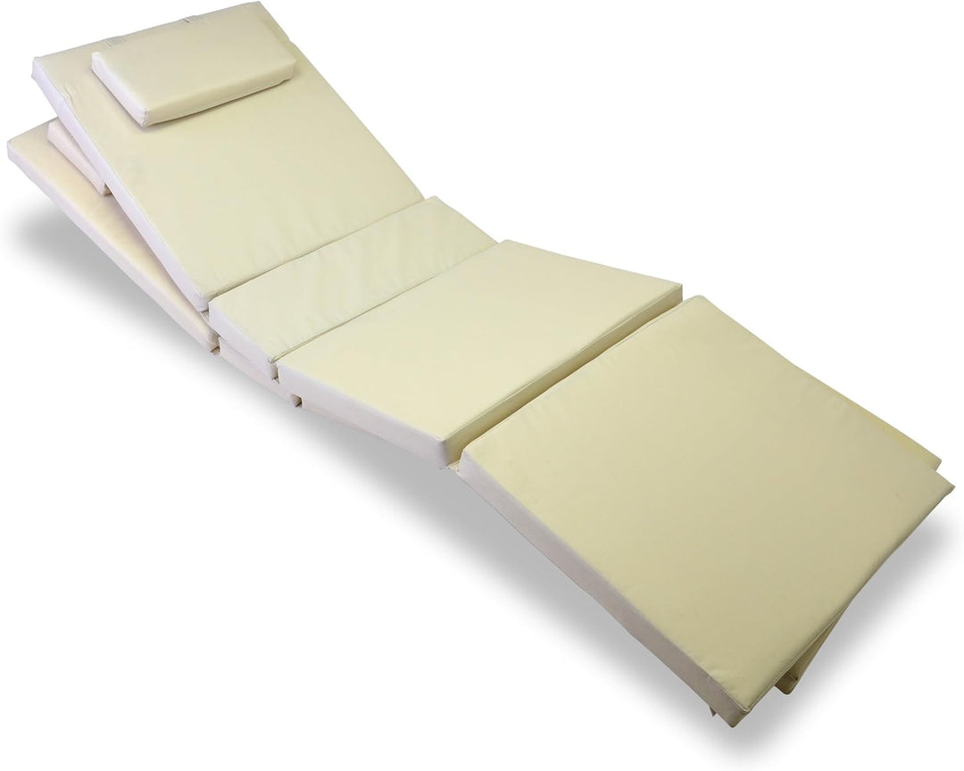 Nexos Liegen-Auflage 2er Set Polster Kopfkissen für Sauna Garten Terrasse hochwertig Creme