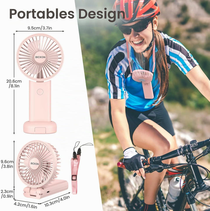 Mini Ventilator, Handventilator Tragbarer mit 3 Windgeschwindigkeit, Faltbarer Leise, 3600mAh Akku U