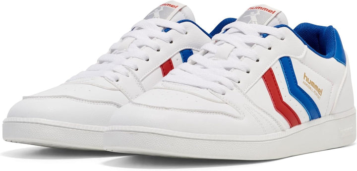 hummel Schnürsenkel Sneaker Low Handball Perfekt Erwachsene Grösse 39 EU White Blue Red, 39 EU White