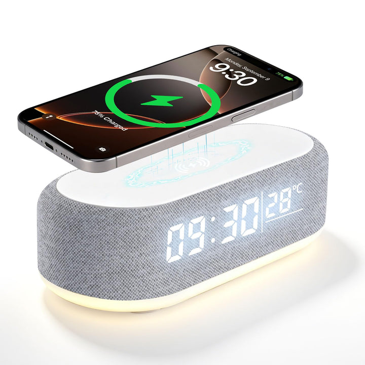 4 In1 Smart Wecker, Digitaler Tischwecker mit Licht und Ladestation, Radiowecker mit Ladefunktion &