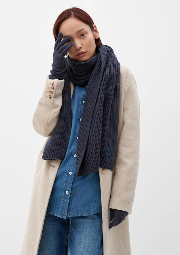 s.Oliver Damen Strickschal aus Wollmix Einheitsgrösse blau 5959, Einheitsgrösse blau 5959