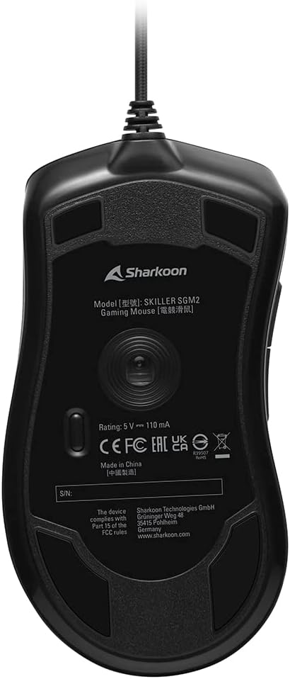 Sharkoon Skiller SGM2 RGB Gaming Maus, optisch 6400 DPI, Ergonomische Form Mehrfarbig