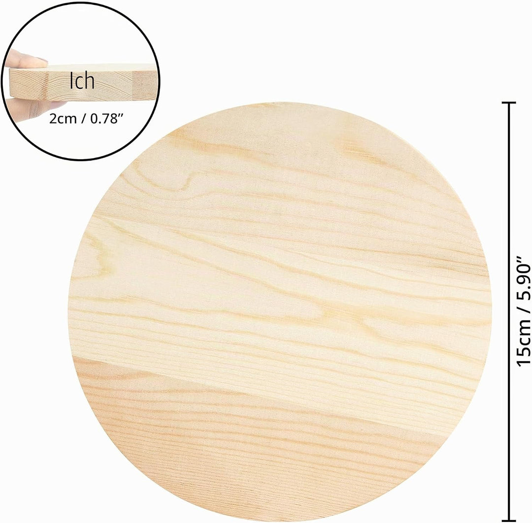 Belle Vous Runde Holzscheiben zum Basteln (7er Pack) - Baumscheibe 15 cm Durchmesser- 20 mm Dick - N