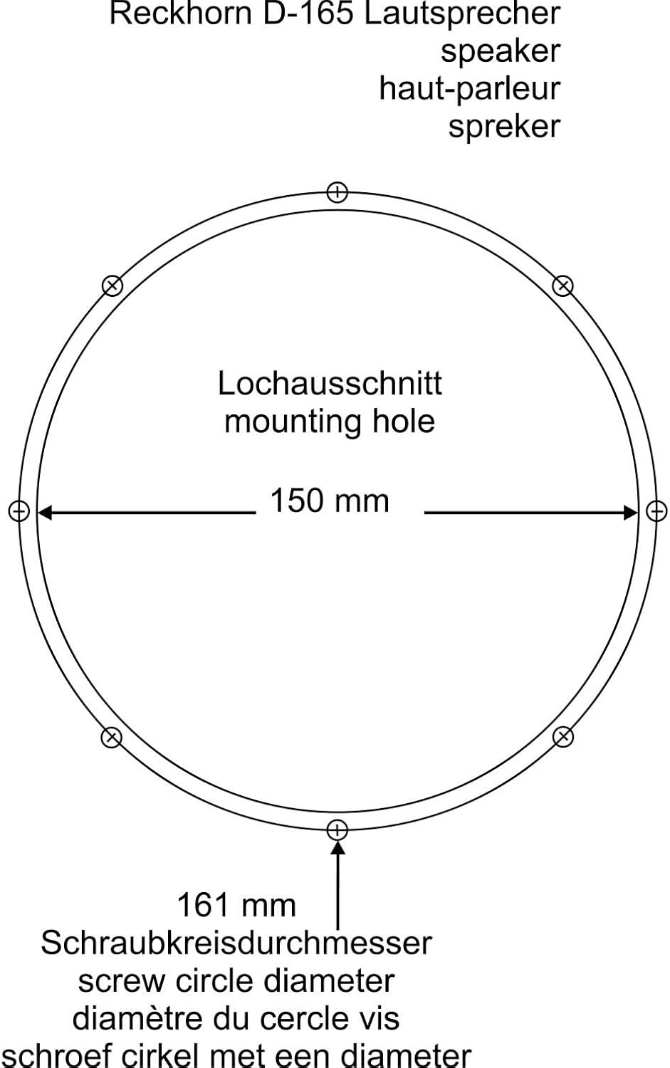 Reckhorn D-165 Subwoofer Einbau Lautsprecher Chassis 175 mm, 6.5"