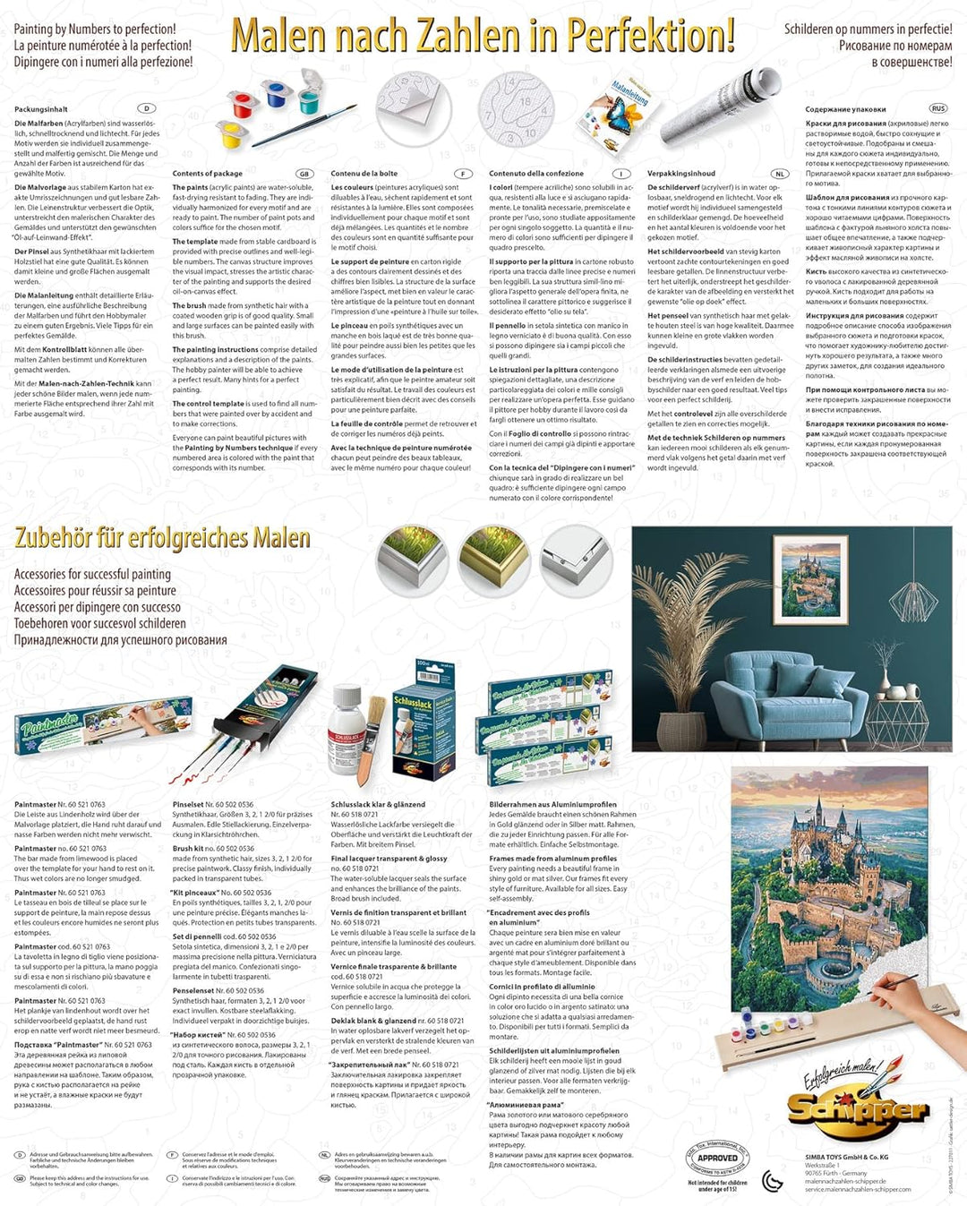 Schipper 609130882 Malen nach Zahlen – Burg Hohenzollern - Bilder malen für Erwachsene, inklusive Pi