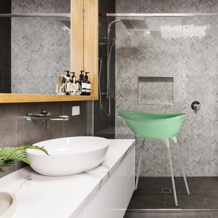 OKBABY Bella Kit mit Halterung, gemütliche Badewanne für Neugeborene und Babys von 0-12 Monate - Gra