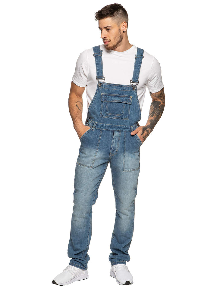 Enzo Herren Ezd390 Ven Denim Dungarees Overalls, 42 Light Stonewash, 42 Light Stonewash