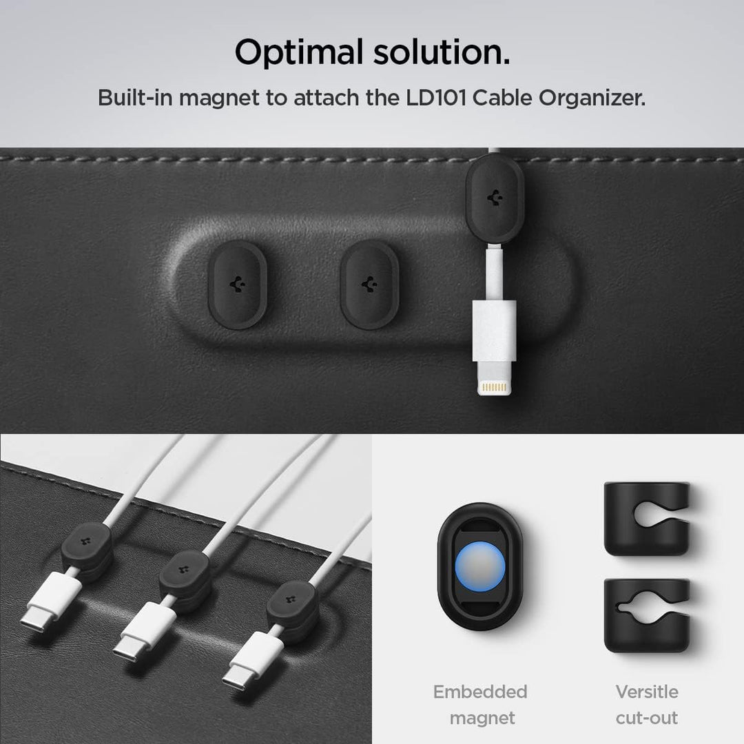 Spigen Schreibtischunterlage aus Velo Vegan PU Leder XXL Mauspad mit integrierter magnetischer Kabel