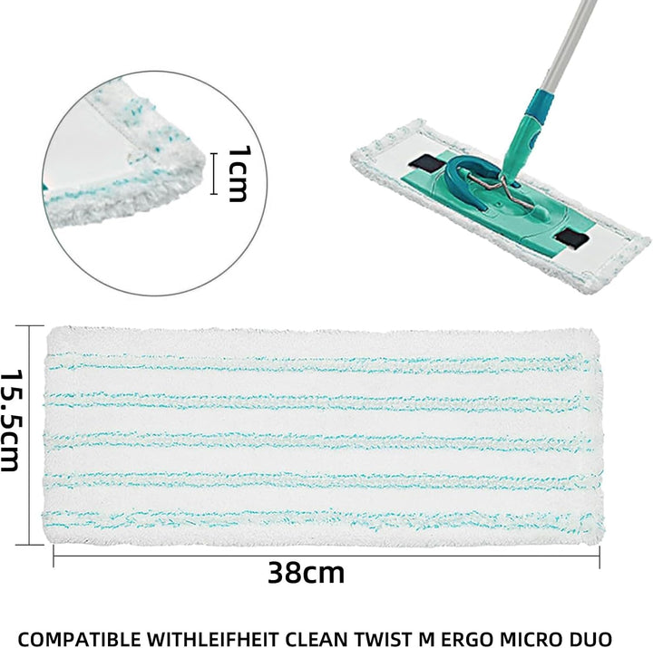5 Stück Wischbezug für Leifheit Clean Twist M Ergo Micro Duo 38x16cm Bodenwischer Ersatzbezug für Le