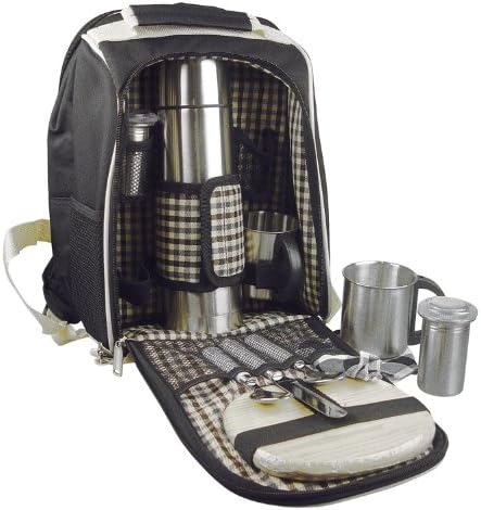 Picknickrucksack aus robustem Polyester mit integrierter Kühltasche uvm. für 2 Personen - schwarz (6