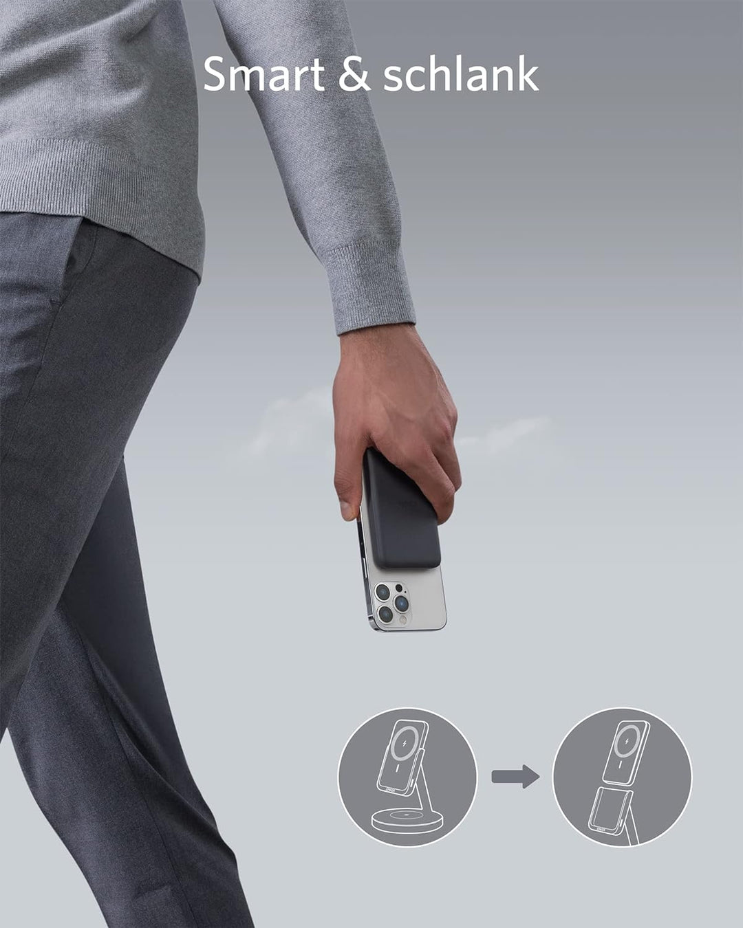 Anker 633 Magnetisches Kabelloses Ladegerät (MagGo), 2-in-1 Ladestation, Abnehmbares, Nur geeignet f