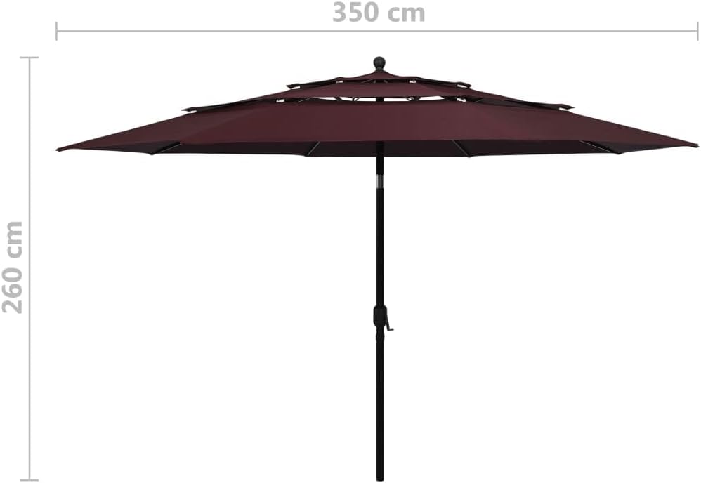 vidaXL Sonnenschirm mit Aluminium-Mast 3-lagig Ampelschirm Gartenschirm Marktschirm Strandschirm Kur